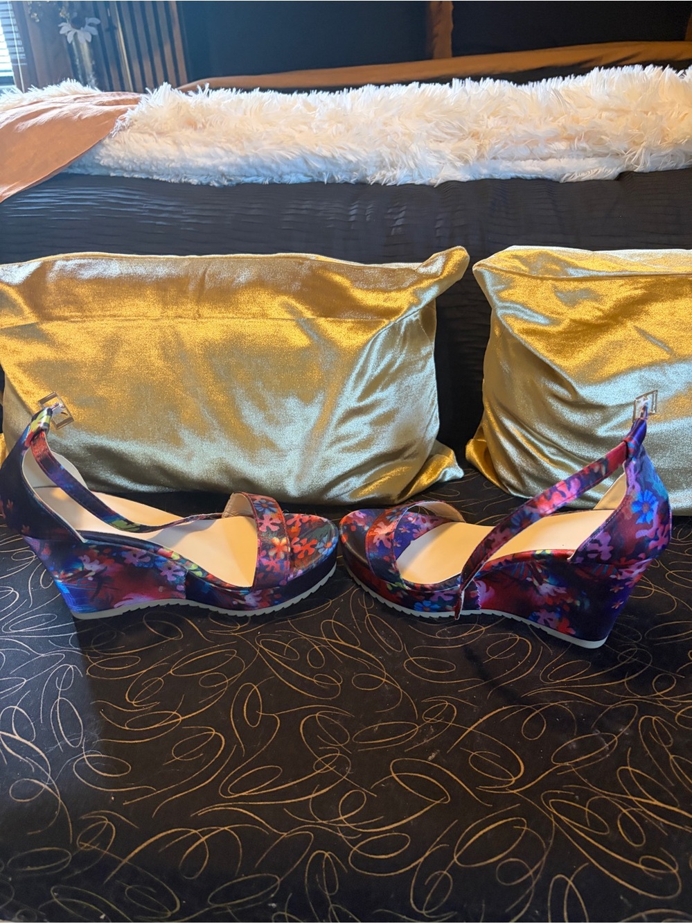 Women’s Floral Wedge Sandals — Purple Multicolor